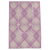 Gecroseerde Happy Paars & crème, witte cheques Medium Cadeauzakje (Achterkant)