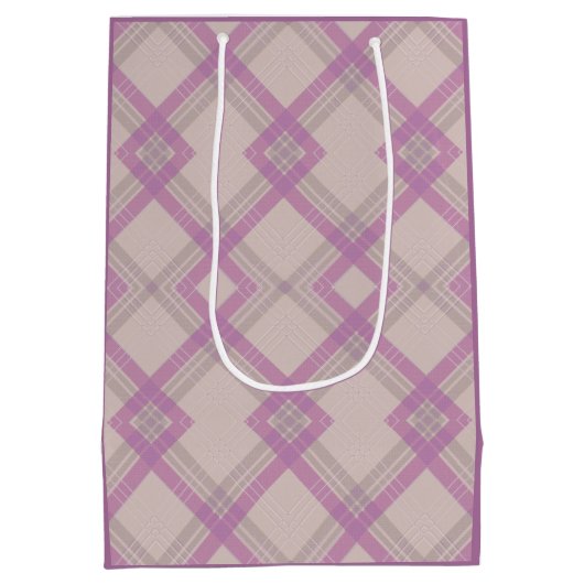 Gecroseerde Happy Paars & crème, witte cheques Medium Cadeauzakje (Achterkant)