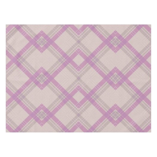 Gecroseerde Happy Paars & crème, witte cheques Tafelkleed (Voorkant (Horizontaal))