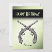 GeCrossed Pistols Birthday Party Invitation Kaart (Voorkant)
