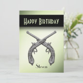 GeCrossed Pistols Birthday Party Invitation Kaart (Staand voorkant)