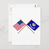 GeCrossed-US 20-star en Louisiana State Flags Briefkaart (Voorkant / Achterkant)