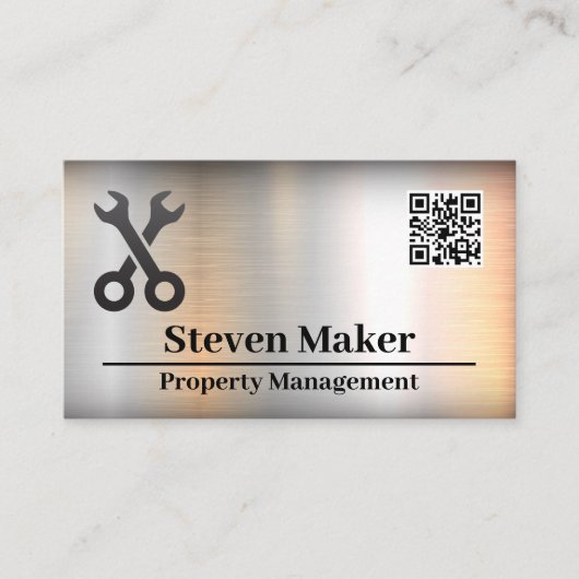 GeCrosssseerde Logo | QR-code | Metaal Visitekaartje (Voorkant)