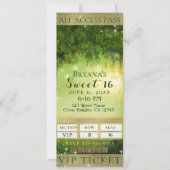 Gecumuleerd groen VIP Sweet 16 Party Ticket Kaart (Voorkant)