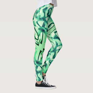 Gecurreerde groene vormen van acryl, sommige mints leggings