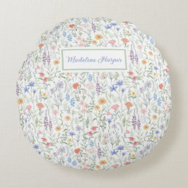 Gecustomiseerd Coquette Wildflower Weide Rond Kussen