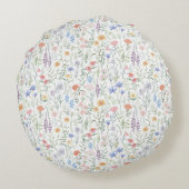 Gecustomiseerd Coquette Wildflower Weide Rond Kussen (Achterkant)