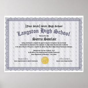 GED Algemeen Hoog-Diploma Equivalency-diploma kopi Poster