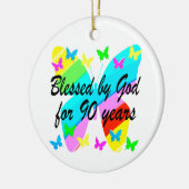 GEDAAN DOOR GOD VOOR 90 JAAR KERAMISCH ORNAMENT (Links)