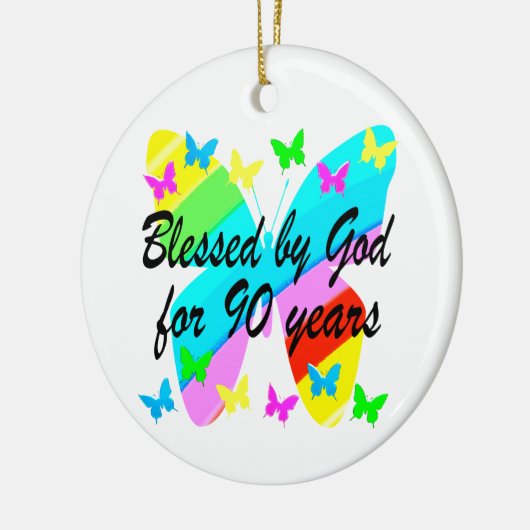 GEDAAN DOOR GOD VOOR 90 JAAR KERAMISCH ORNAMENT (Links)