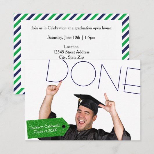 Gedaan Foto - 3x5 GraduPartij Uitnodiging (Voorkant / Achterkant)