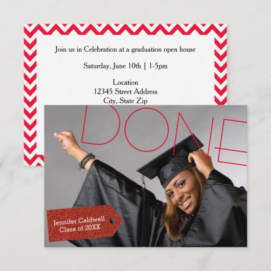 Gedaan Foto - 3x5 Uitnodiging voor afstudeerfeest (Voorkant / Achterkant)