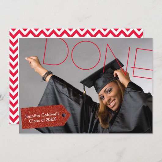 Gedaan Foto - GraduPartij Uitnodiging (Voorkant / Achterkant)