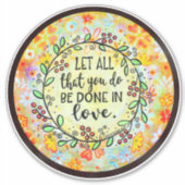 Gedaan in Liefde Inspirivity Bloemen Trendy Sticker (Voorkant)