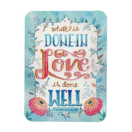Gedaan in Liefde Quote Boho Bloemmagneet Magneet (Verticaal)