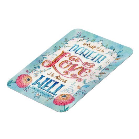 Gedaan in Liefde Quote Boho Bloemmagneet Magneet (Linkerzijde)