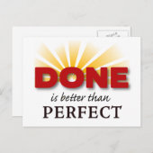 GEDAAN is beter dan Perfect Briefkaart (Voorkant / Achterkant)