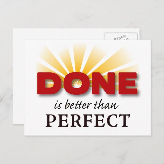 GEDAAN is beter dan Perfect Briefkaart (Voorkant / Achterkant)