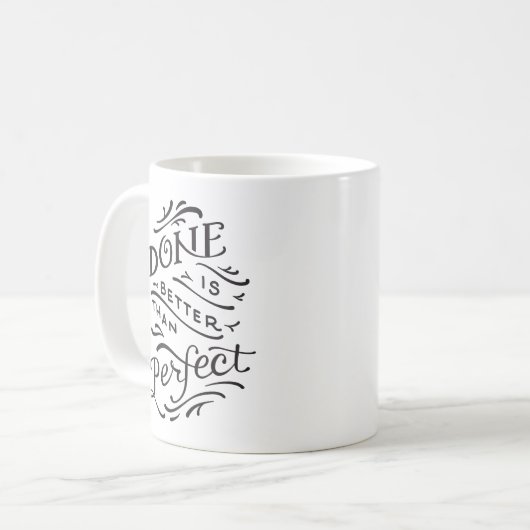 gedaan is beter dan perfecte mok - zwart - wit (Voorkant links)