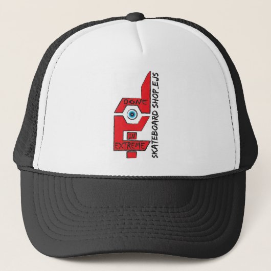 Gedaan te Extreme Symbool Trucker Hat (zwart) Pet (Voorkant)