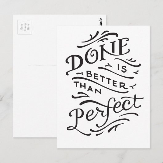 gedaan wordt beter dan perfect - zwart-wit briefkaart (Voorkant / Achterkant)