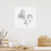 Gedaanteverwisseling – Abstracte Vlinder & Roos Li Poster (Keuken)