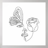 Gedaanteverwisseling – Abstracte Vlinder & Roos Li Poster (Voorkant)