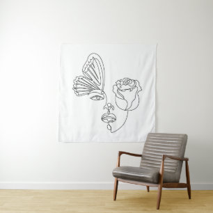 Gedaanteverwisseling – Abstracte Vlinder & Roos Li Wandkleed