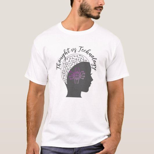 "Gedachte vs Technologie" Futuristisch T-shirt (Voorkant)