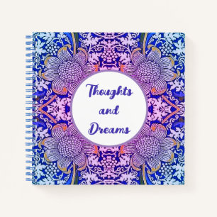 Gedachten en dromen Boho Blue Purple Flowers Notitieboek