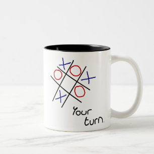 Gedachten en kruisen (Tic-tac-toe) Tweekleurige Koffiemok