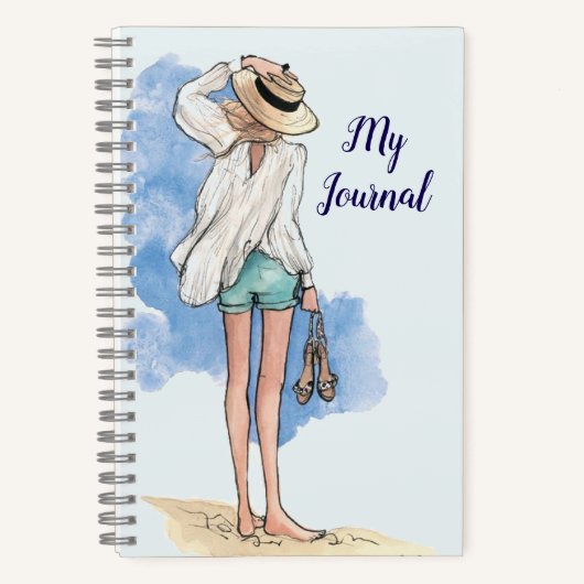 Gedachten op het strand My Journal - Blauw Notitieboek (Voorkant)