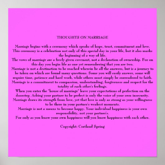 GEDACHTEN OP MARRIAGE POSTER (Voorkant)