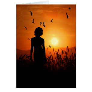 Gedachten van You Sunset Silhouette met Vrouw