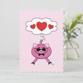 Gedachten Vol Liefde Cute Roze Varkenskaart Feestdagenkaart
