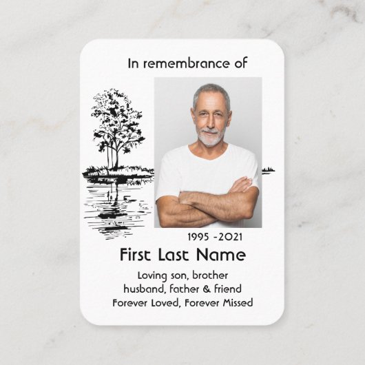 Gedachtenisfotogebed Christelijk Psalm 1:3 Visitekaartje (Achterkant)