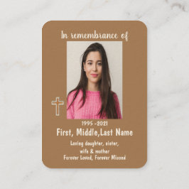 Gedachtenisfotogebed Eenvoudig Christelijk kruis Visitekaartje