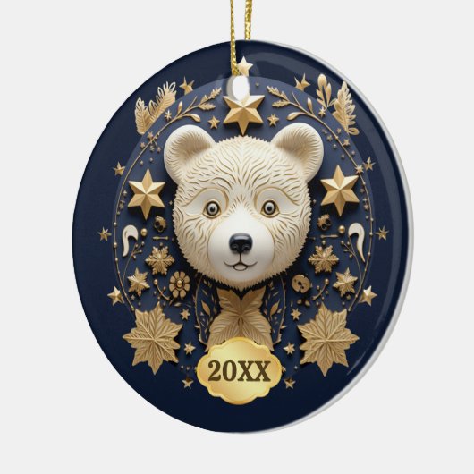 Gedateerd Beer kerstversiering Keramisch Ornament (Links)