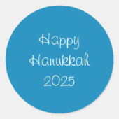 Gedateerd Blauw & Wit Print Chanoeka Ronde Sticker (Voorkant)