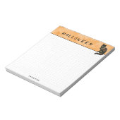 gedateerd | Halloween Black Cat Photo Oranje Grung Notitieblok (Linkerzijde)