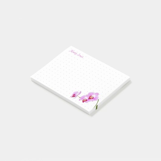 gedateerd | Jouw naam - orchidee-Floral fotografie Post-it® Notes (Schuin)
