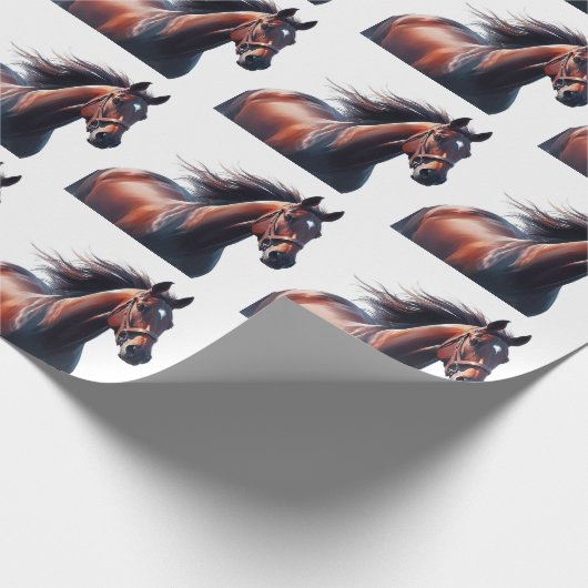 Gedateerd Kerstmis Hardlopen Bruin Paard Cadeaupapier (Hoek)