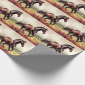 Gedateerd Kerstmis Hardlopen Bruin Paard Cadeaupapier (Hoek)