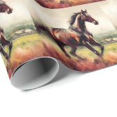 Gedateerd Kerstmis Hardlopen Bruin Paard Cadeaupapier (Rol Hoek)