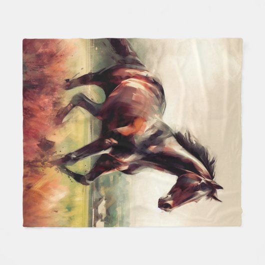 Gedateerd Kerstmis Hardlopen Bruin Paard Fleece Deken (Voorkant (Horizontaal))