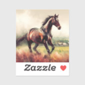 Gedateerd Kerstmis Hardlopen Bruin Paard Sticker (Vel)