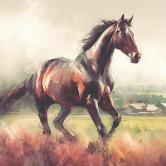 Gedateerd Kerstmis Hardlopen Bruin Paard Sticker (Voorkant)