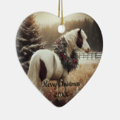 Gedateerd Kerstmis Paard Liefde Kunst Keramisch Ornament (Rechts)