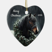 Gedateerd Kerstmis Paard Liefde Kunst Keramisch Ornament (Rechts)
