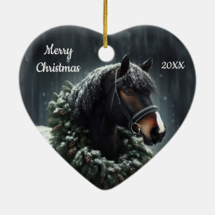 Gedateerd Kerstmis Paard Liefde Kunst Keramisch Ornament
